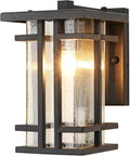 Retro Outdoor Wall Light Small Outside Wall Lamp with Clear Seeded Glass Shade 10H Exterior Light Fixtures Wall Mount IP65 Waterproof Outdoor Porch House Lighting Exterior Wall Lantern E26Black