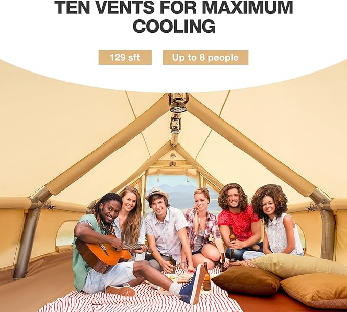 EROMMY 4/6/8/12 Person Inflatable Tent with Skylight 4 Season Blow Up Tents with Hand Pump for Outdoor Camping &amp Hiking Easy Set-up Windproof Sunproof Waterproof