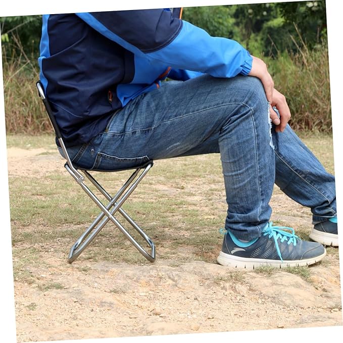 STOBAZA 100kg Portable Aluminum Alloy Folding Chair Backrest Outdoor Beach Camping Chair Lightweight Stool for Home Travel Fishing Black
