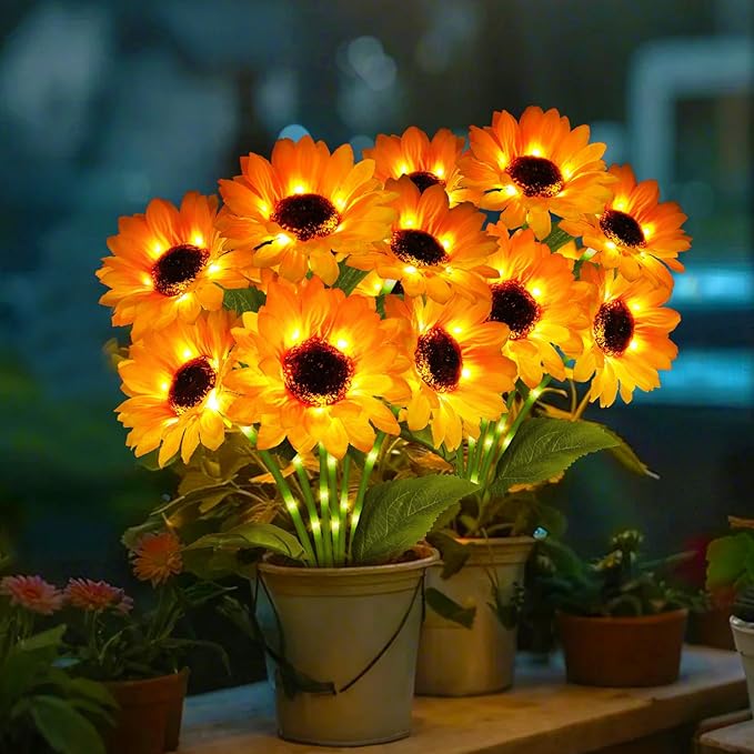 Solar Garden Lights 6 Pack 36 Solar Sunflower Lights Gifts for Mom Women Grandma Mothers Day Birthday Waterproof Solar Flower Light for Outdoor Decoration Decorative Stakes for YardLandscapePatio