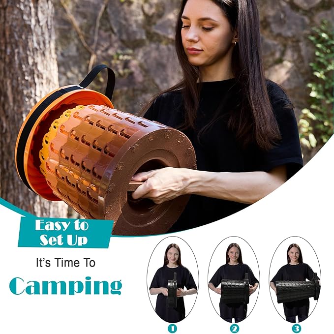 Upgraded Collapsible Stool with Cushion 1000 lbs Capacity &amp 19.7-in High Wider &amp Taller Heavy Duty Portable Telescoping Foldable Seat for Adults Camping Travel Music Festivals Outdoors