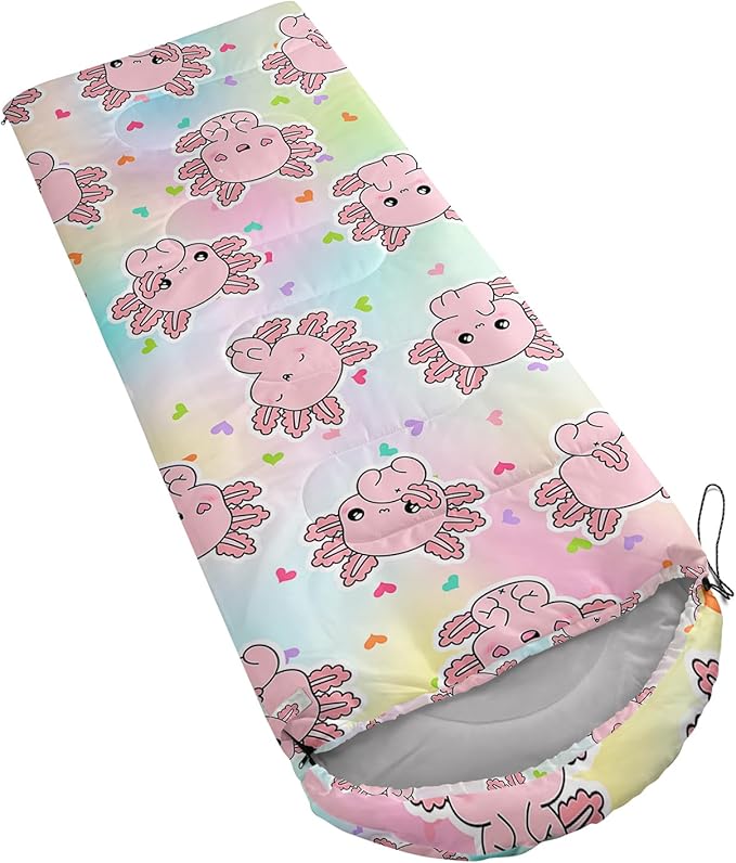 AILONEN Kawaii Panda Sleeping BagsLightweight &amp Waterproof3 Season Warm &amp Cool WeatherDreamy Purple Flower Animal Themed Sleeping Bags for BoysGirlsKidsAdults TravellingOutdoors