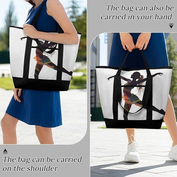 Insulated Shopping BagLarge Reusable Cooler Bags A Dancer Printed Foldable Shopping BagTravel Waterproof Shoulder Bag