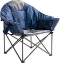 Oversized Camping Chair with Cup Holder &amp Carry Bag - 500lbs Heavy Duty Moon Saucer Chair for Outdoor Lawn Sports Patio - Padded Folding Sofa Chair Light Blue &amp Gray
