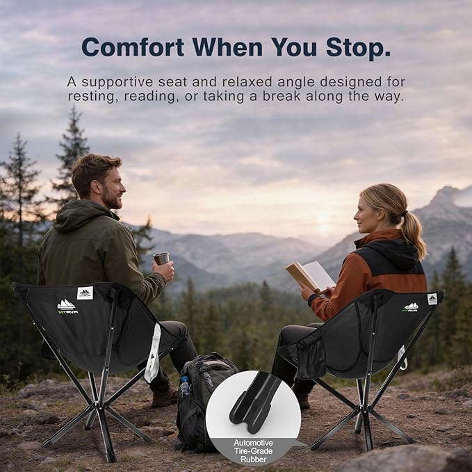 Lightweight Folding Camping Chair — 3.3 lb Compact Portable Design One-Piece No Assembly Structure Aluminum Frame Easy Carry Chair for Travel Hiking Camping &amp Beach