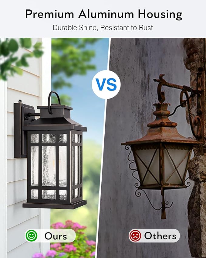 ORB Dusk to Dawn Outdoor Lighting Oil Rubbed Bronze Exterior Light Fixtures 100% Aluminum Anti-Rust Waterproof Modern Outside Lights for House Porch Garage Front Door Easy-to-Install