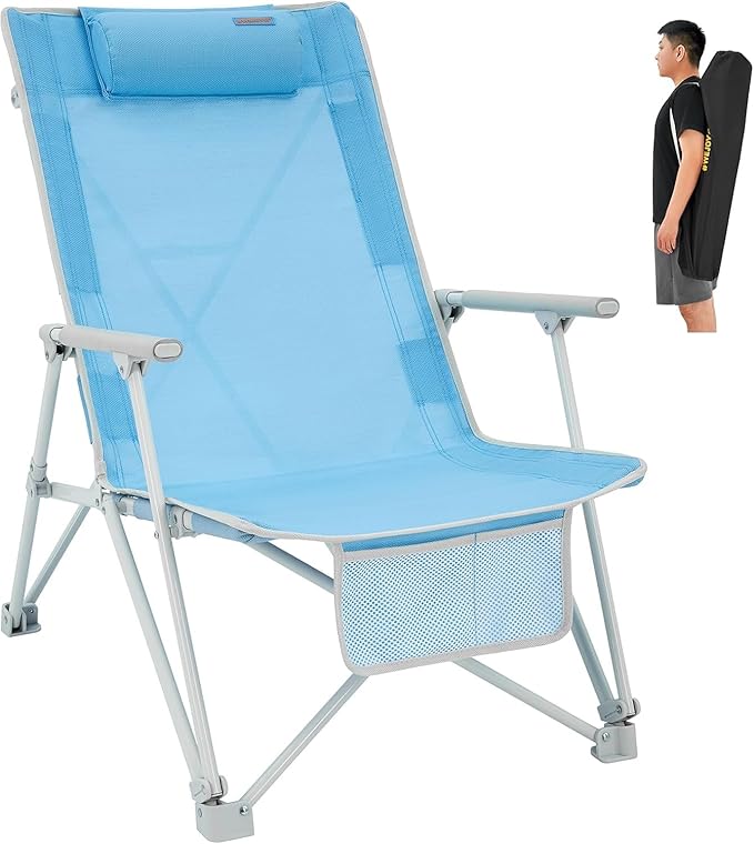 #WEJOY Folding Webbed Lawn Beach Chair - Heavy Duty Portable Outdoor Chair with Hard Armrest for CampingGardenConcertsFestivals and Sand Picnic BBQ265 LBS