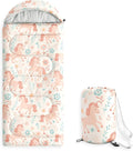 Wake In Cloud - Kids Sleeping Bag for Girls Toddlers Camping in Warm Cold Weather Backpacking Lightweight Compact Outdoor Liner for 3 Seasons Unicorn Garden Flowers