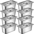 8 Pack 1/3 Size Hotel Pans with Lids 6 Inch Deep 1.2mm Thick Commercial Stainless Steel Chafing Steam Table Pan Catering Storage Metal Food Pan