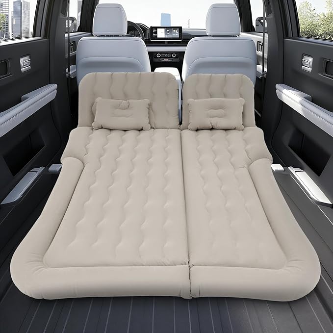 SUV Air Mattress with Electric Pump Inflatable Bed for Suvs with 2 Pillows Portable Sleeping Mattress for Camping and Road Trips to Car Tent SUV Pickup Back Seat 5.71x4.13ft (Gray)