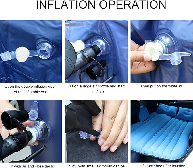 Split Inflatable Bed for Car Air Pump Portable Back Seat Mattress Travel Sleeping Pad for Camping and Road Trips Waterproof Design Easy to Inflate