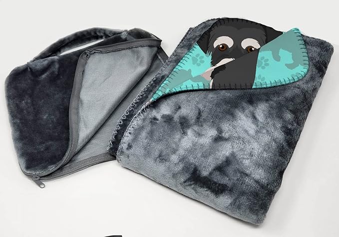Caroline's Treasures MLM1059TBLT Black and Silver Schnauzer Soft Travel Blanket with Bag Airplane Blanket Indoor Outdoor Camping Blanket for Traveling Picnics Beach Trips Concerts