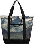 Insulated Shopping BagLarge Reusable Cooler Bags Alaska Mountains Printed Foldable Shopping BagTravel Waterproof Shoulder Bag
