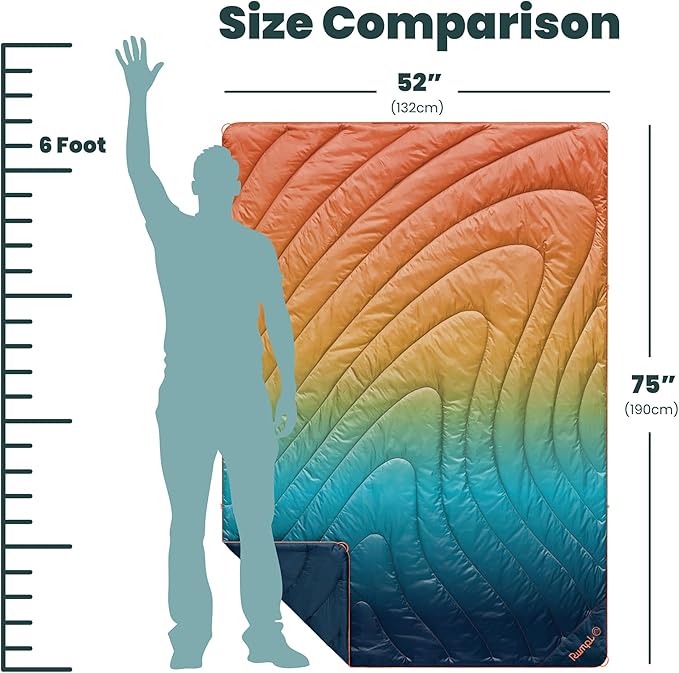 Rumpl Original Puffy Blanket - Warm Water-Resistant Camping Blanket with 100% Recycled Synthetic Insulation 52x75 Original Puffy V2 Baja Fade