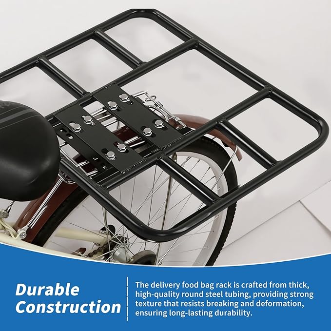 Food Delivery Box Rack Rear Grille Universal Motorcycle Rear Rack Extension 80kg Loading Seamless Steel Tube for Motorcycle Electric Bicycle(48/38-Type 2)