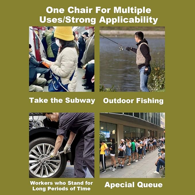 Wearable Chair Exoskeleton Seat with Carry Pouch Lightweight Portable Invisible Chair with 5 Adjustable Heights 300lbs Capacity for Camping Fishing Waiting(Red)