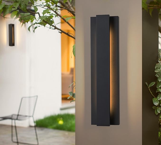 Outdoor Wall Lights 21inch LED Modern Wall Sconce Black Alumium Exterior Porch Light Fixture Long Wall Mount Lighting for House Patio Front Porch Garage2 Packs