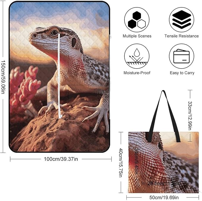 Zipper White Lizard Style Picnic Mat Suitable for Travel Camping Park Or Home Use