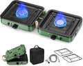 2 Burner Camping Stove 20000 BTU Propane Camp Stove Portable Folding Gas Travel Stove Camping Essentials Gears Includes GrillCarrying Bag Adjustable Burners &amp Piezo Ignition for TailgatingBBQ