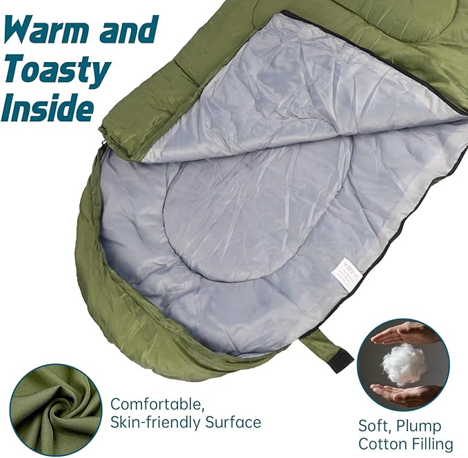 3-Piece Camping Sleep System with Self Inflating Sleeping Pad Waterproof Tarp &amp Sleeping Bag Built-in Pump 3.2 Thick Tent Mattress R-Value 9.5 All-Season Gear for Backpacking