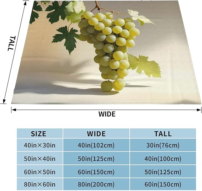 Green Grapes Soft Fleece Blanket 60 * 50 inch Soft Sofa Blanket Suitable for Sofa Camping Travel Night Cover Blanket