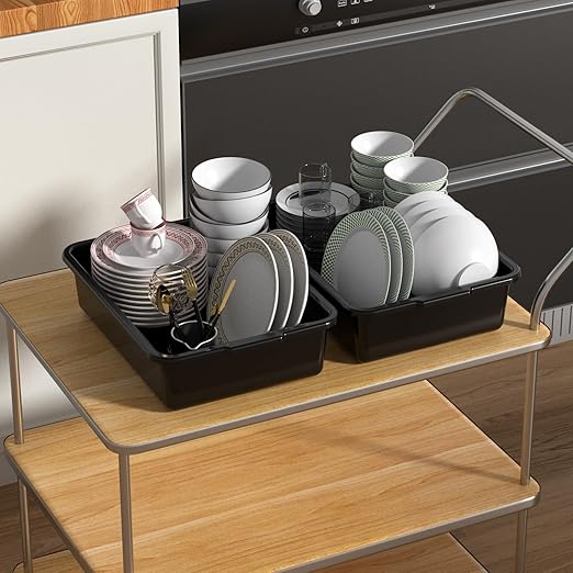 Sadstory 8 L Plastic Small Commercial Bus Tubs Food Service Bus Tub Tote 18 Packs Black