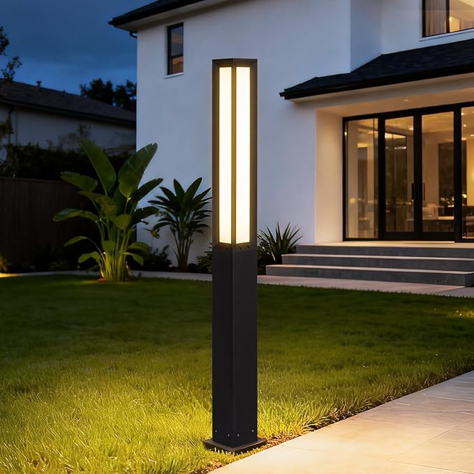 High 71 Inches Landscape Path Light Outdoor Modern Luxury LED IP54 Waterproof Landscape Bollard Lighting for Lawn Patio Courtyard Driveway Pathway Decoration with High Voltage Wired