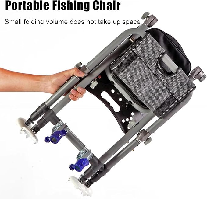 Aluminum Folding Fishing Chair with Adjustable Backrest Legs Heavy Duty Professional Outdoor Fishing Chair with Backpack Portable Lightweight Leisure Chair for Uneven Ground
