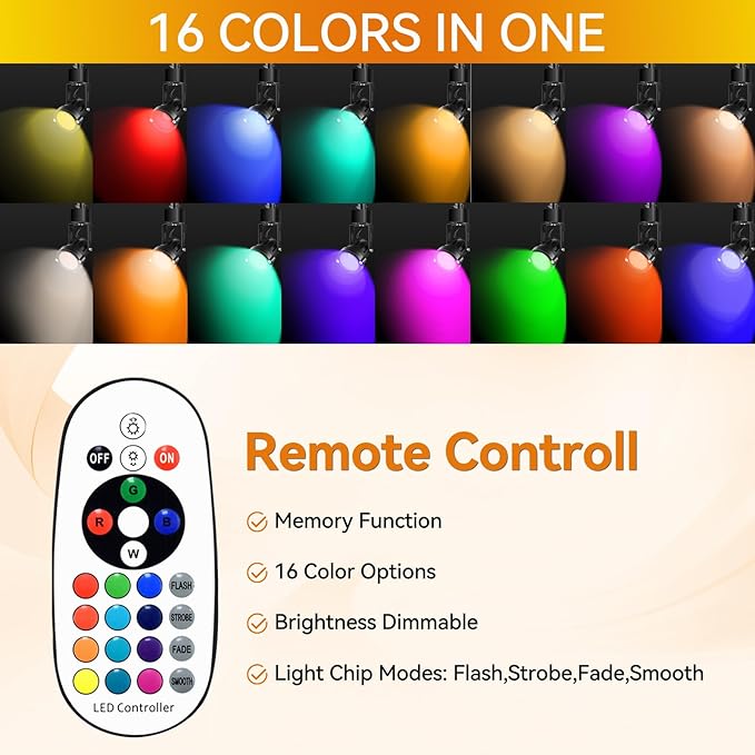 10W RGBW Track Light Heads 16 Color Adjustable and Warm White H Type Track Lighting Head for Party Accent Kitchen Ceiling Spotlight for Accent Task Art(10 Pack Black)