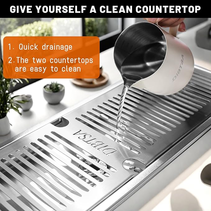 Stainless Steel Drip Tray Flush Mount Beer Drip Tray with Drain For Home Kitchen Hotel Cafe Restaurant Beverage Shops (25.5x8.5 inch silver)