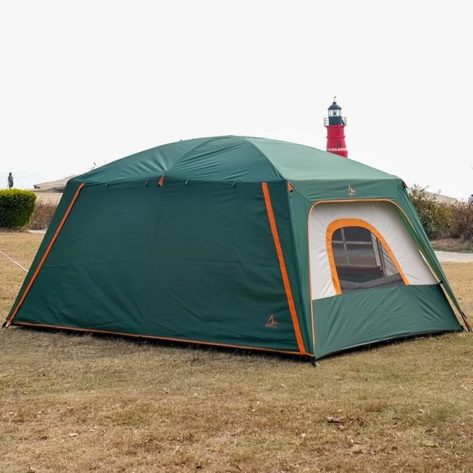 KTT Extra Large Tent 8-10-12 PersonFamily Cabin Tents2 Rooms3 Doors and 3 Windows with MeshStraight WallWaterproofDouble LayerBig Tents for OutdoorPicnicCampingFamily Gathering