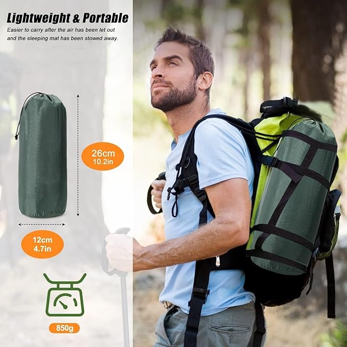 Camping Sleeping Pad Extra Thick Ergonomic Camping Mattress with Built-in Pump Lightweight and Compact for Backpacking Hiking Tent