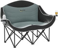 Outsunny Double Camping Chair for Adults Padded Folding Camp Chair for 2 Person with Armrest Wine Glass Holder Cup Holder Carry Bag for Outdoor Sports Picnics Supports up to 552 lbs.