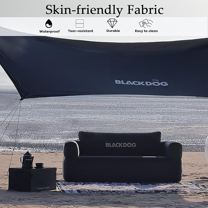 Blackdog Inflatable Couch with Built in Pump Support 660lbs Portable Camping Air Sofa Tough &amp Tear-Resistant Fabric Folding Blow Up Couch for Camping Indoor Beach Music Festival Party
