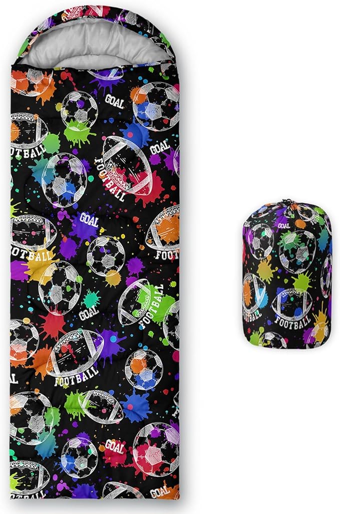 Kids Sleeping Bag for Boys GirlsCheckerboard Cat Print-Lightweight Warm Portable Outdoor Indoor-Waterproof Cold Weather Resistant Sleeping Bag for Camping Hiking