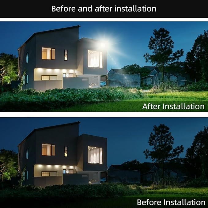80W LED Floodlights 3 Pack Super Bright Exterior Security Lights IP66 Waterproof Outdoor Flood Light 10400LM 5000K Daylight White Work Lights for Garden Garage Patio