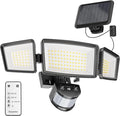 Ensenior 5 Motion Sensor Modes Solar Security Light 1800LM 270° Wide Angle 3 Heads LED Flood Lights IP65 Waterproof Wall Lights Separate Solar Panel Remote Control Solar Lights Outdoor
