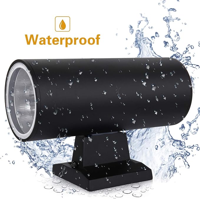 Outdoor Wall Light Exterior Lighting - ETL Listed Die-Casting Aluminum Waterproof Wall Mount Cylinder Design - Up Down Light Fixture for Porch Backyard and Patio (Black)