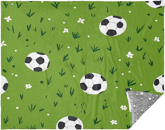 Soft Throws Green Field Football Blankets For Teen Girls 50 x 70 Inch