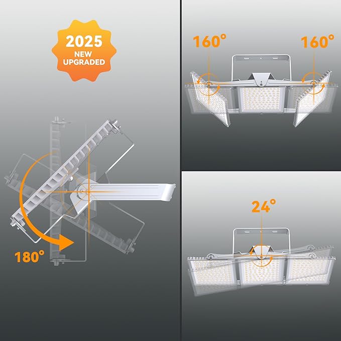 SOLLA 750W 2025 Plus New Upgraded LED Flood Light Outdoor 75000LM Super Bright Stadium Lights 6000K Daylight White IP66 Waterproof 3 Heads Adjustable Outdoor Floodlight for Yards Arena Garden