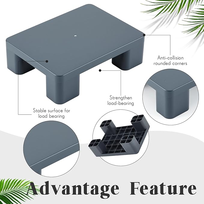 1 Pack Dunnage Rack 15.75 Long x 11.81 Wide 4.72 Height Plastic Dunnage Rack 600+ Pound Capacity Storage Commercial Food Service Storage in Restaurant Kitchens Shop Outdoor Use Gray