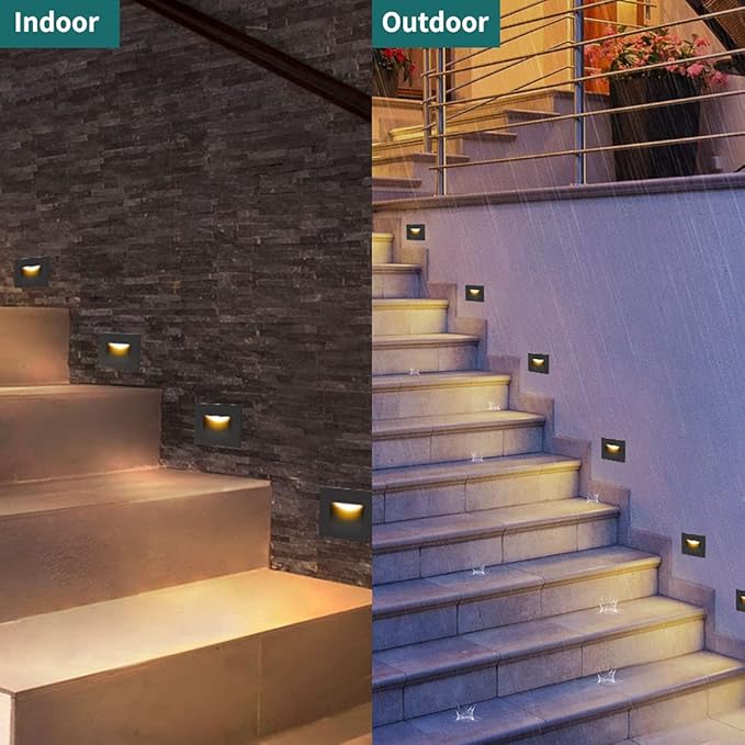 kadision 120V Dimmable LED Step Lights 3000K/4000K/5000K Selectable 3.5W 175lm Indoor Outdoor Stair Lights Aluminum ORB Finish 12 Pack