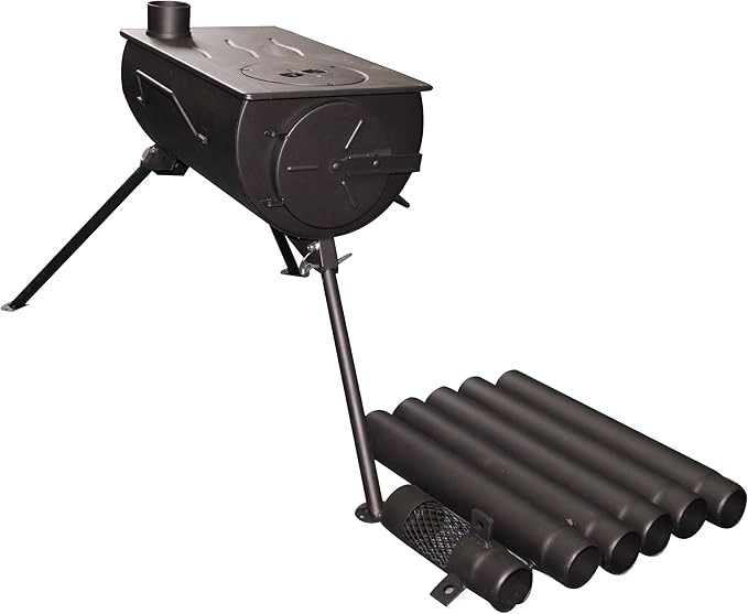 Portable Camping wood stove. Military style. Frontier Stove Tent Heater Ice Fishing with venting &amp Carry case. 25 lbs.