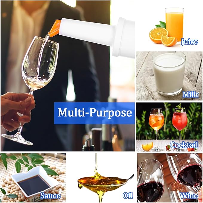 6-Piece Professional Bar Juice Pour Bottles Set - 0.9 Quart Juice Pourers for Bartending Store and Pour Containers for Bar with Leakproof Spouts (Multicolor 3.7x13 Inch PP Plastic)