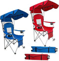 Portable Folding Camping Chair - Lightweight Durable Outdoor Chair for Camping Fishing Beach Lawn and More - Comfortable Folding Chairs for Outside Activities(Blue+RED)