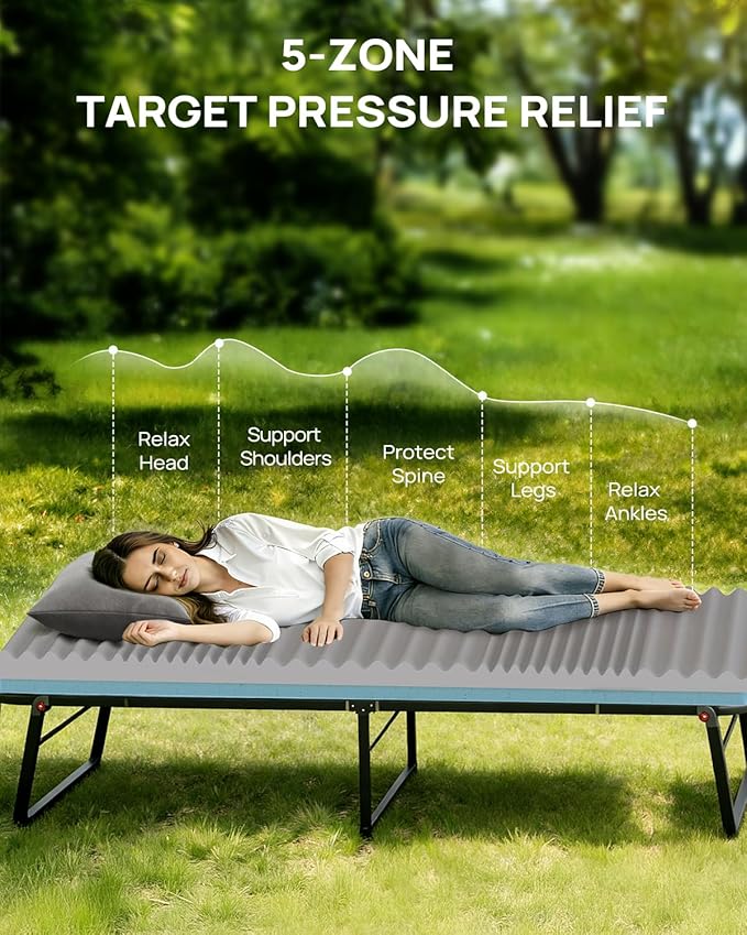 3 Inch Dual-Sided Memory Foam Camping Mattress Waterproof Camping Sleeping Pad with Portable Pillow &amp Carry Bag Roll Up Cot Mattress Mat for Guest Bed/Car/Tent