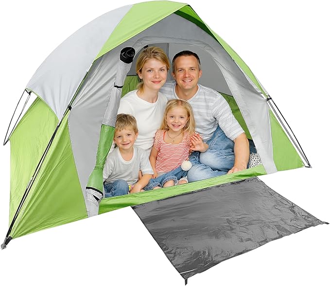 XL 6 Person Dome Camping Tent Double Layer Waterproof Removable Rain Fly for Outdoor Hiking Fishing (6 People Green)