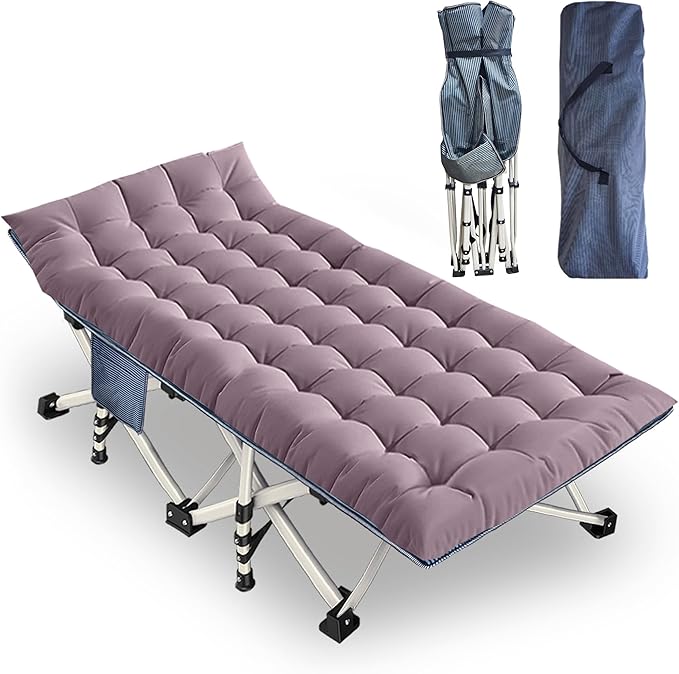 Extra Wide 32 Oversized Camping Cot with Comfortable Mattress - Heavy Duty Folding Bed for Adults XXL Portable Guest Bed with Carry Bag Easy Setup for Indoor &amp Outdoor Use