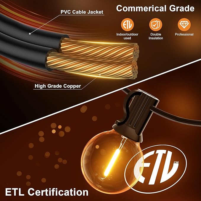 GPATIO 150FT Outdoor String Lights Waterproof Patio Lights with 77 Dimmable Hanging Light Globe G40 Bulbs 2700k Shatterproof Connectable for Backyard Gazebo Porch Outside Decor