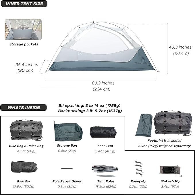 Wander Hawk 1-2 Person Backpacking Tent Lightweight 1 Person / 2 Person Tent for Bikepacking Backpacking Camping &amp Hiking